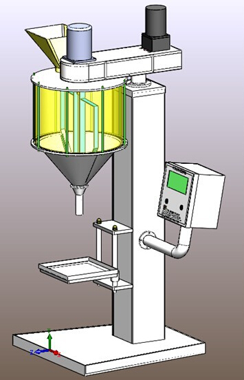 CAD illustration of powder filling machine filler.jpg için çizim çizimi